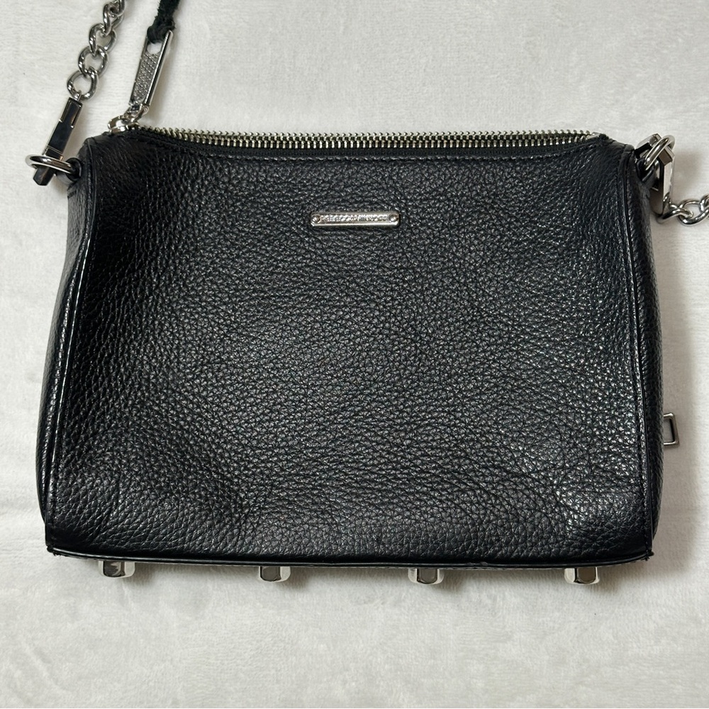 Rebecca Minkoff Avery Black & Silver Crossbody Purse - Picture 2 of 6